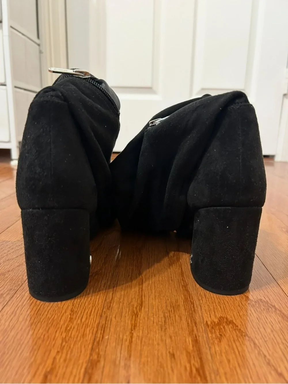 Circus By Sam Edelman Black Over The Knee Boots Chunky Heel Tie Back 8